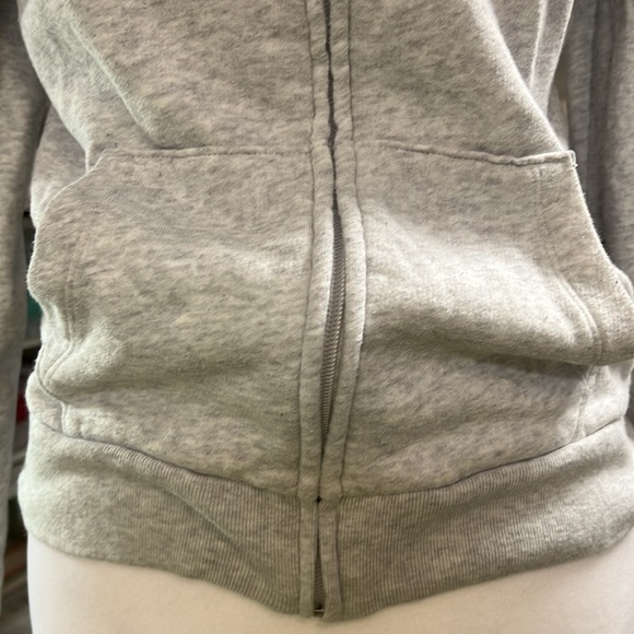 PINK gray zip up sweatshirt, XS Victoria secrets zip up hoodie, sz XS - Picture 3 of 6